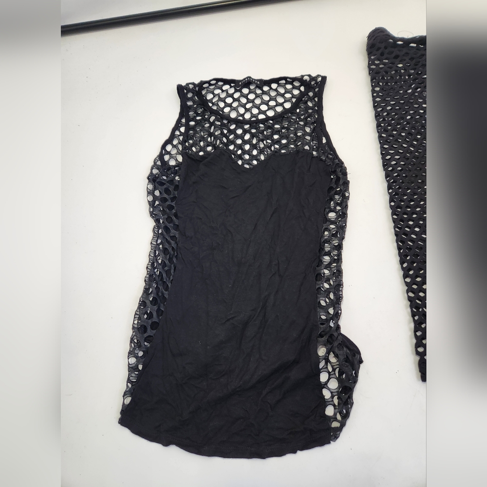 Black Fishnet Two-Piece‎ Set - Picture 4 of 5